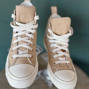 Converse Chuck Taylor All Star Tonal Canvas High Top Oat Milk Egret Coral 8 Wmns